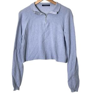 Brandy Melville | Light blue knit cashmere blend 1/4 zip sweater all size